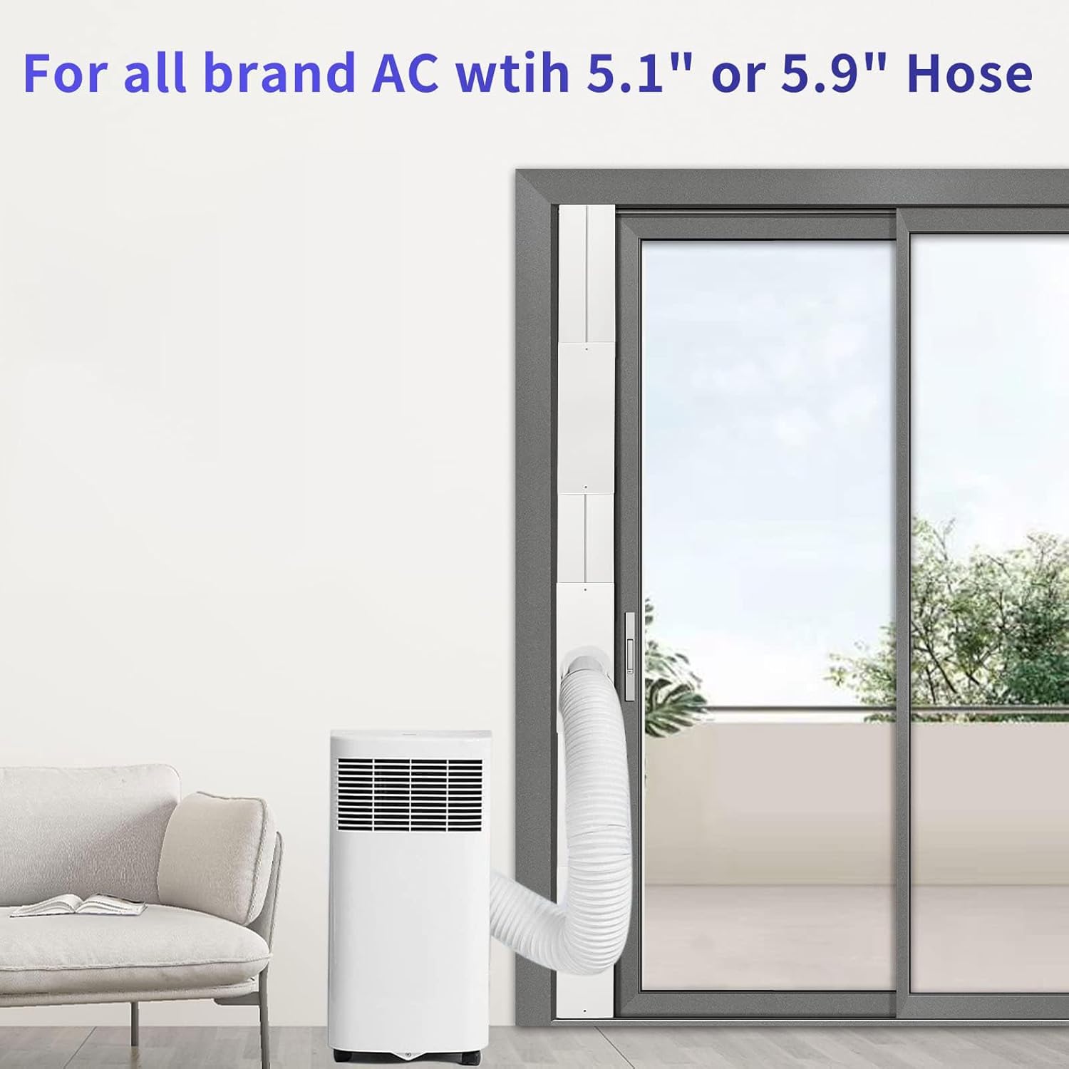 Portable AC Window Kit with Exhaust Hose, Air Conditioners Kits Parts Adjustable Window Seals for Sl
