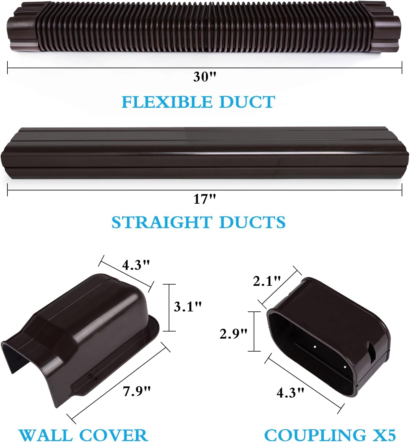 4" 10Ft Mini Split PVC Line Set Cover Kit Decorative PVC Line Set Cover Kit for Central AC &