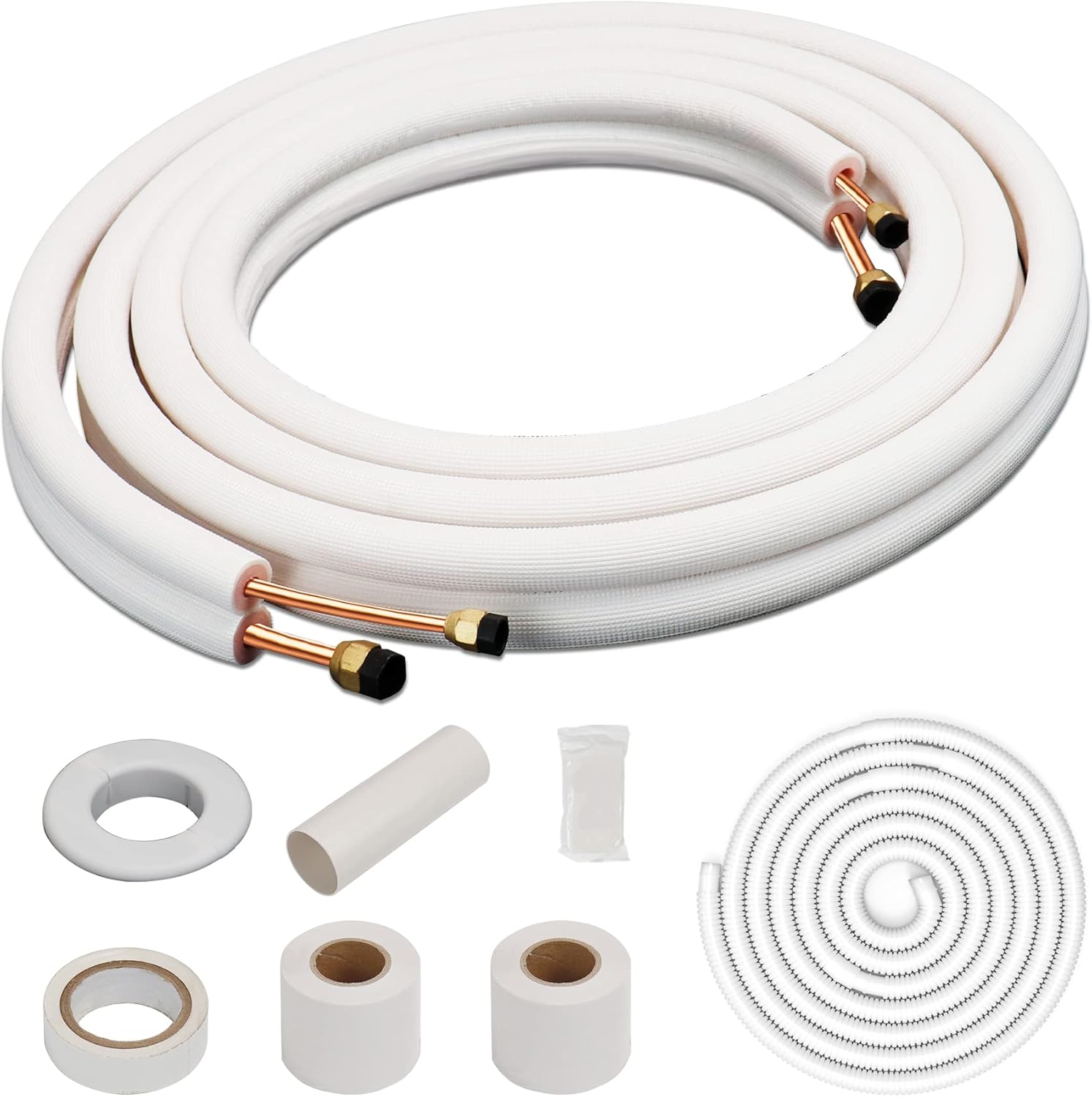 Air Jade 33 ft. Insulated Copper Aluminum Pipes 1/4 & 3/8 inch Line Set for Ductless Mini Split 