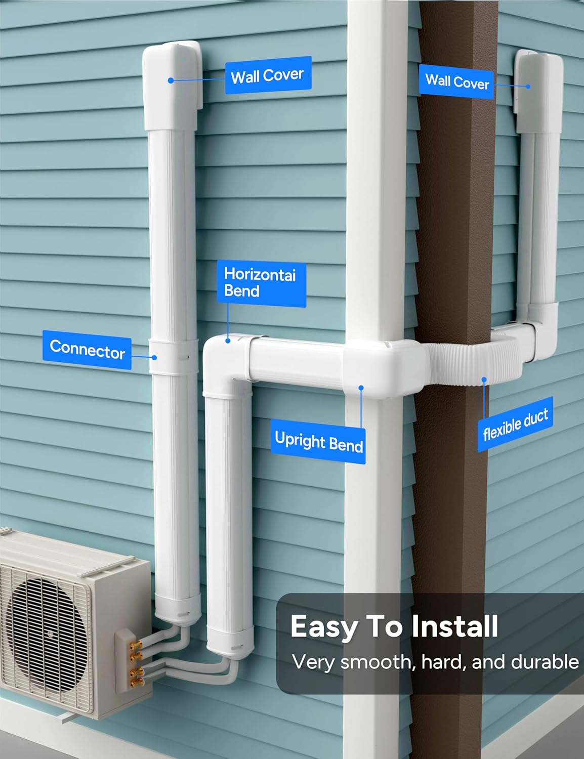 3'' 22.5Ft Mini Split Line Set Cover Kit for Minisplit Ductless Linset Air Conditioners and Heat Pum