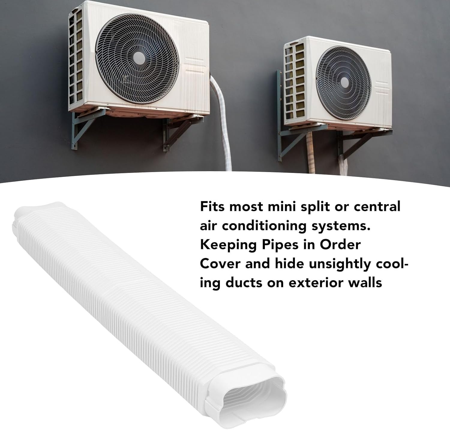 Flexible Straight Duct Line Set Cover Decorative PVC Line Set Cover for Outdoor Air Conditioner Copp