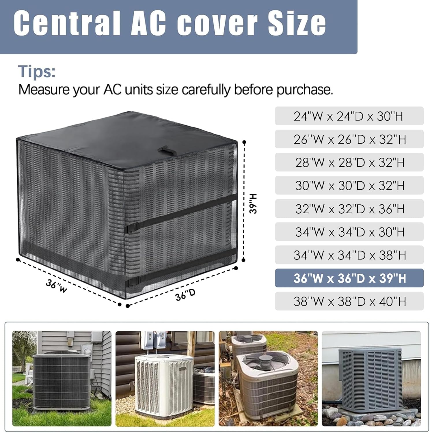 Air Conditioner Covers for Outside, Breathable Full Mesh With Waterproof Top Air Conditioner Cover f