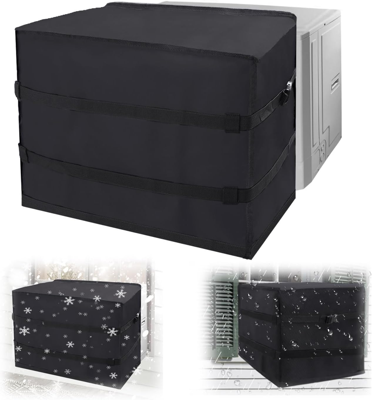 Air Conditioner Cover, Window Ac Covers for Outside, Outdoor Air Conditioner Cover with Straps Dust-