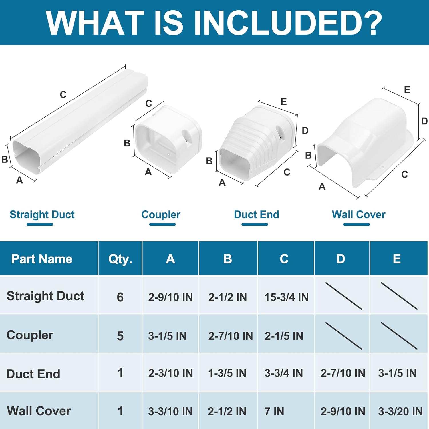 3" W 8ft Mini Split Line Set Cover Kit, Line Set Cover Kit for Mini Split, Decorative PVC HVAC 