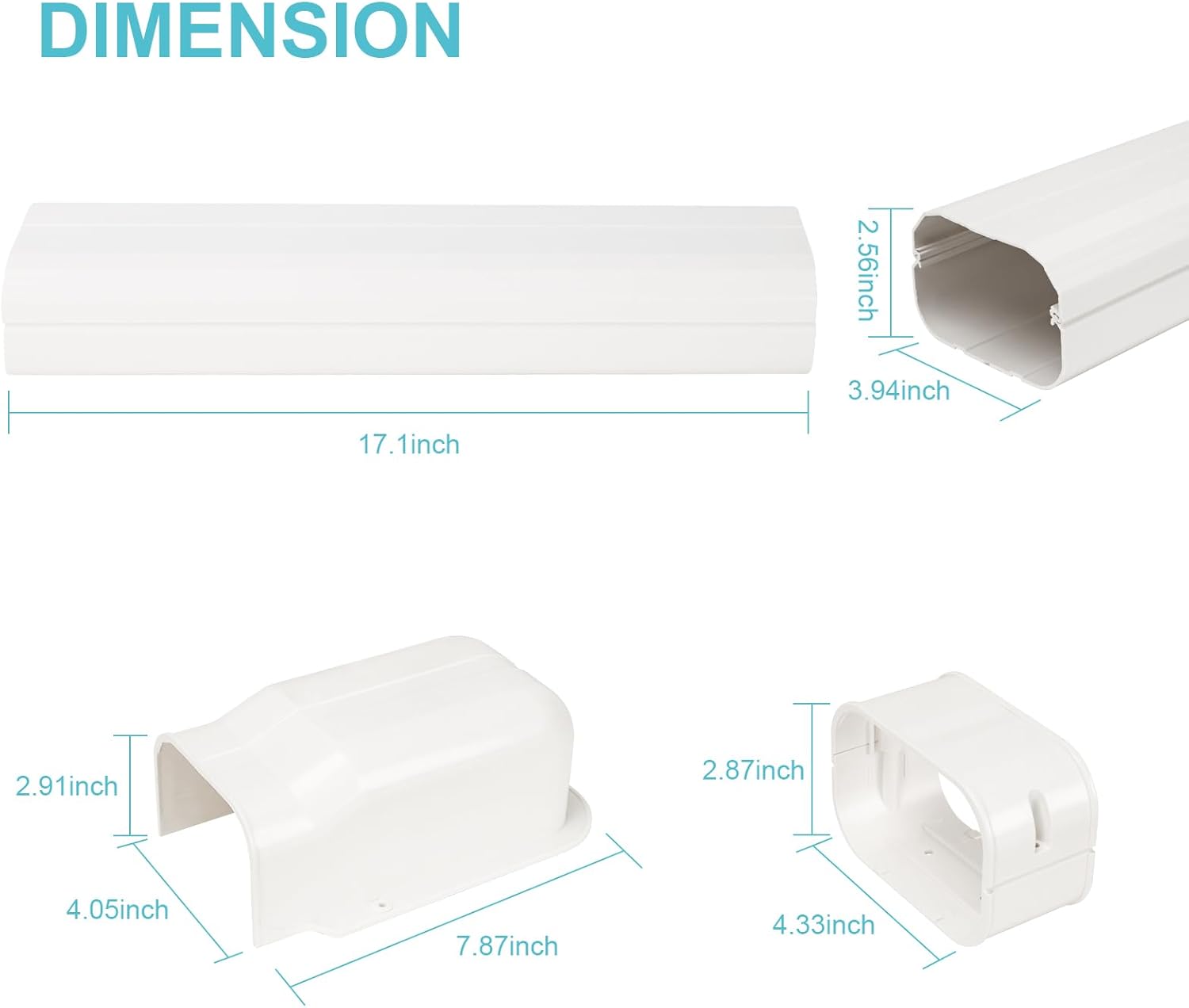 Mini Split Line Set Cover, 4” 7.5 Ft PVC Line Set Cover Kits for Outside Ductless Mini Air Condition